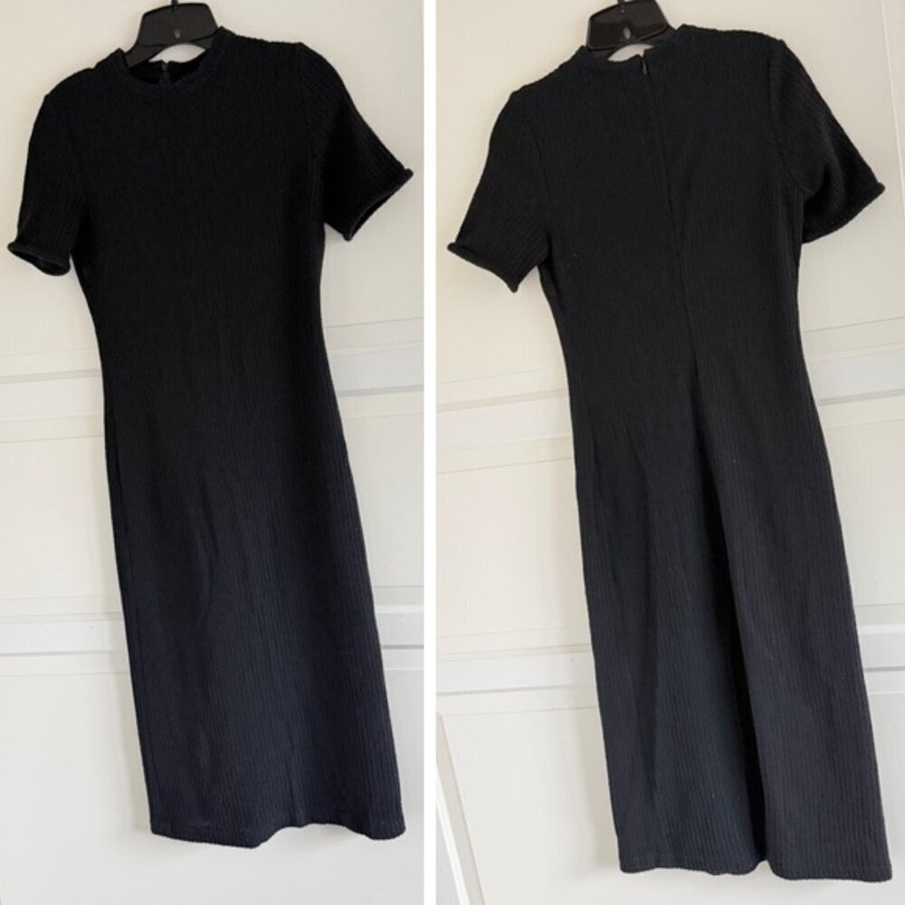 No.6 Store Black Ribbed Midi short sleeve Dress Size 1 - 41993